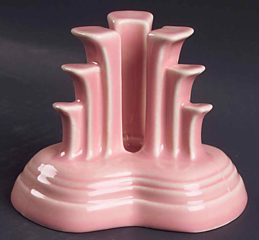 Fiesta Rose (Intro 1986) Tripod Candleholder by Homer Laughlin -1