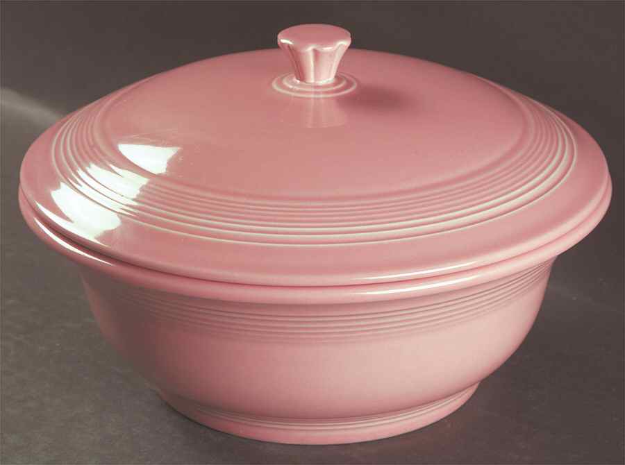 Fiesta Rose (Intro 1986) 2 Qt Round Covered Casserole (MB 9 Base) by Homer Laughlin -1