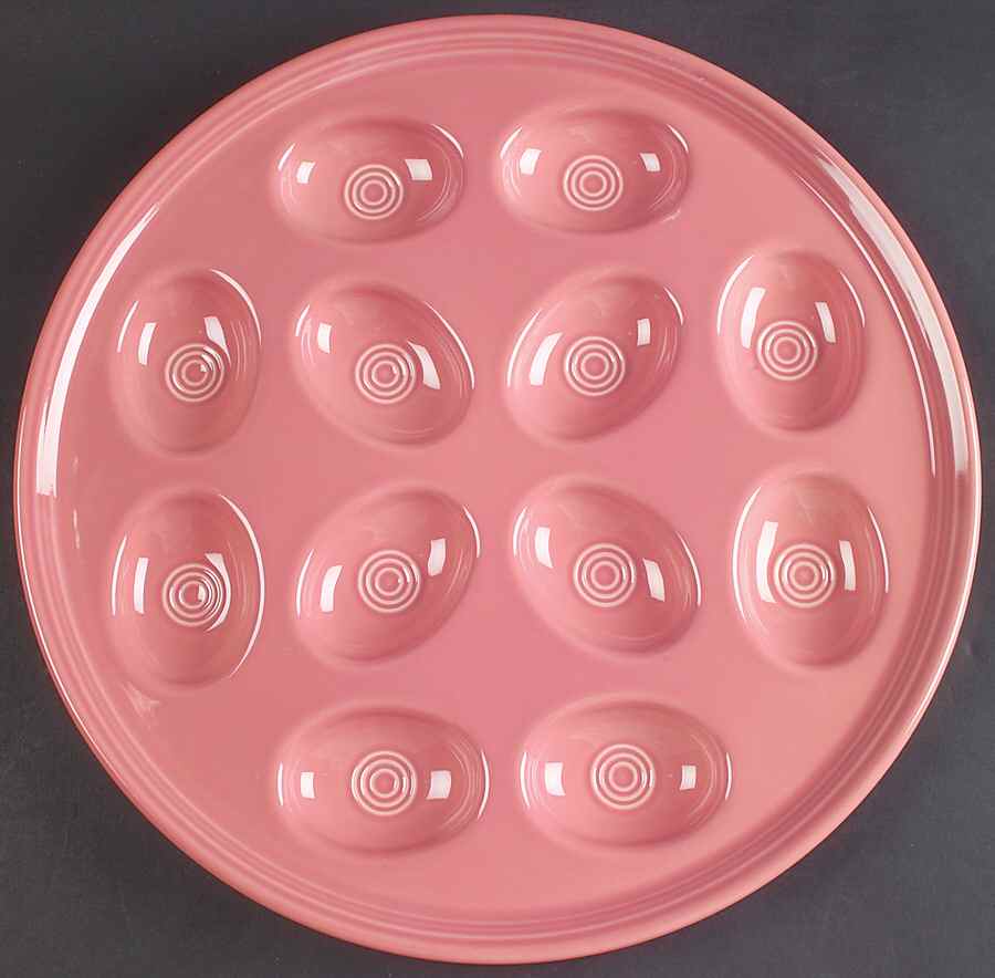Fiesta Rose (Intro 1986) Deviled Egg Plate by Homer Laughlin -1