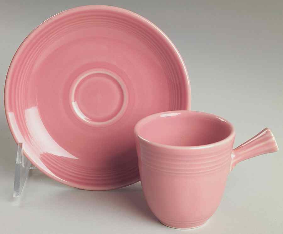 Fiesta Rose (Intro 1986) Stick Handle Demitasse Cup & Saucer Set by Homer Laughlin -1