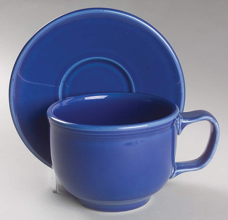 Fiesta Sapphire Blue (Intro 1996) Jumbo Cup & Saucer Set by Homer Laughlin -1