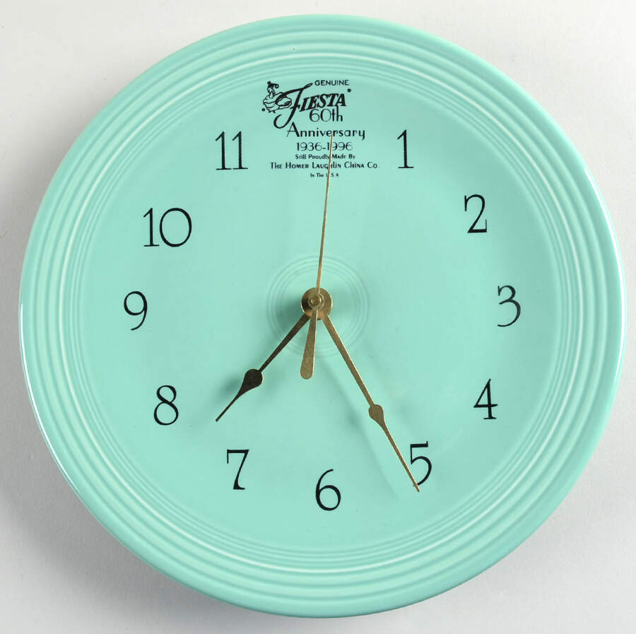 Fiesta Sea Mist Green (Intro 1989) 60th Anniversary Clock Plate by Homer Laughlin -1
