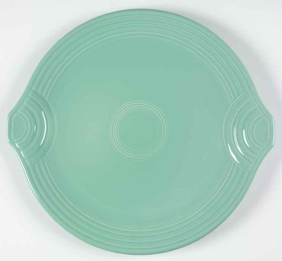 Fiesta Sea Mist Green (Intro 1989) Handled Cake Plate by Homer Laughlin -1