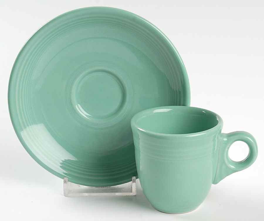 Fiesta Sea Mist Green (Intro 1989) Flat Demitasse Cup & Saucer Set by Homer Laughlin -1