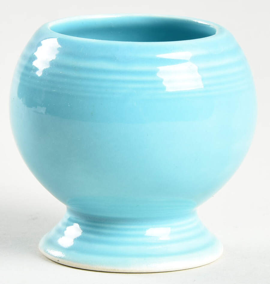 Fiesta Turquoise (Older) Mustard Jar No Lid by Homer Laughlin -1