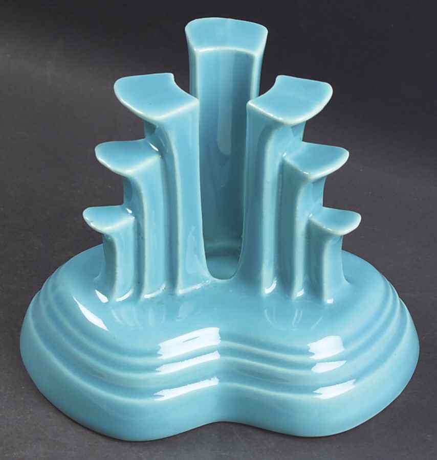 Fiesta Turquoise (Older) Tripod Candleholder by Homer Laughlin -1