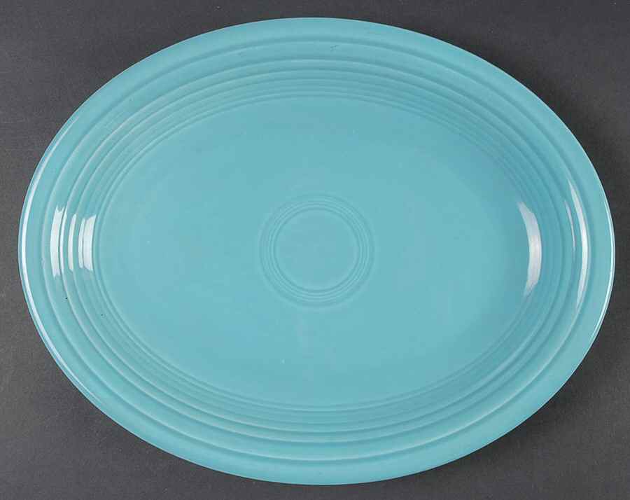 Fiesta Turquoise (Older) 12" Oval Serving Platter by Homer Laughlin -1
