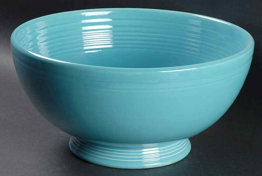 Fiesta Turquoise (Older) Large Footed Salad Serving Bowl by Homer Laughlin -1