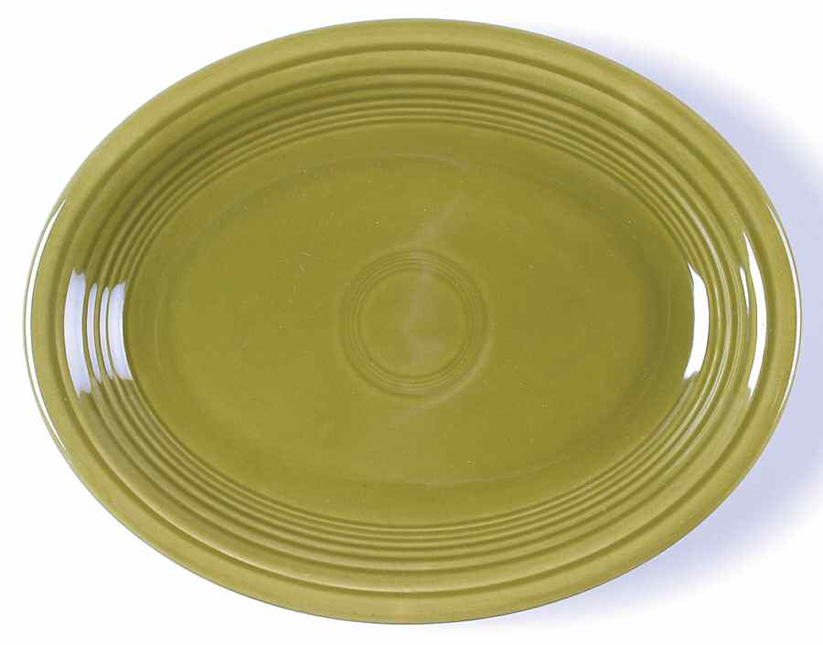 Fiesta Turf Green (Ironstone) 12" Oval Serving Platter by Homer Laughlin -1