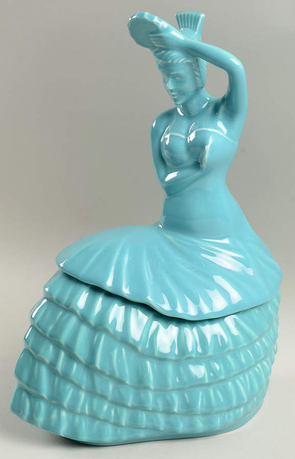 Fiesta Turquoise (Intro 1986) Figural Cookie Jar & Lid by Homer Laughlin -1