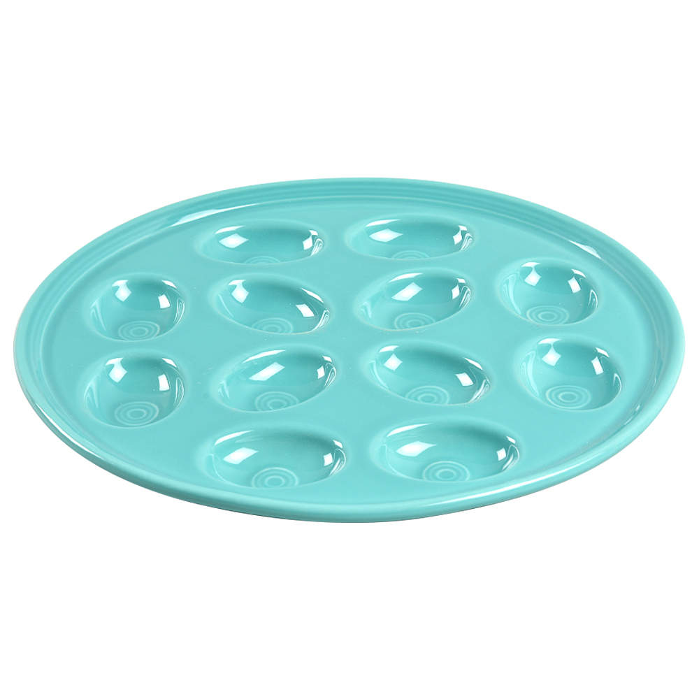 Fiesta Turquoise (Intro 1986) Deviled Egg Plate by Homer Laughlin -1