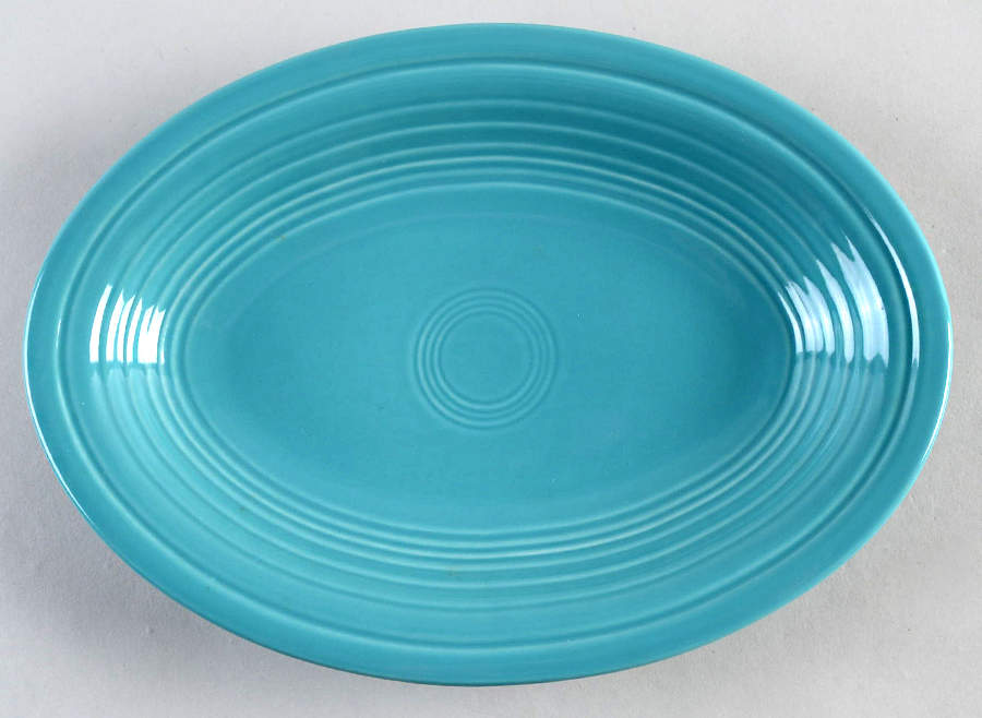 Fiesta Turquoise (Intro 1986) Pre-1990 9" Fiesta Oval Platter by Homer Laughlin -1