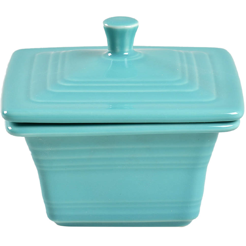 Fiesta Turquoise (Intro 1986) Square Box & Lid by Homer Laughlin -1