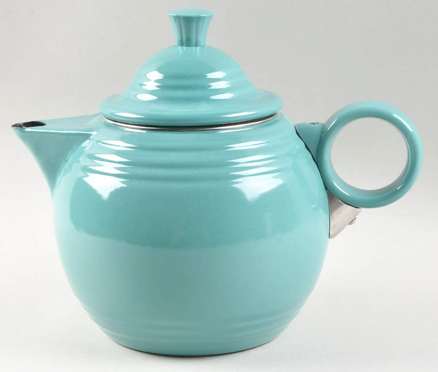 Fiesta Turquoise (Intro 1986) Metal Kettle & Lid by Homer Laughlin -1