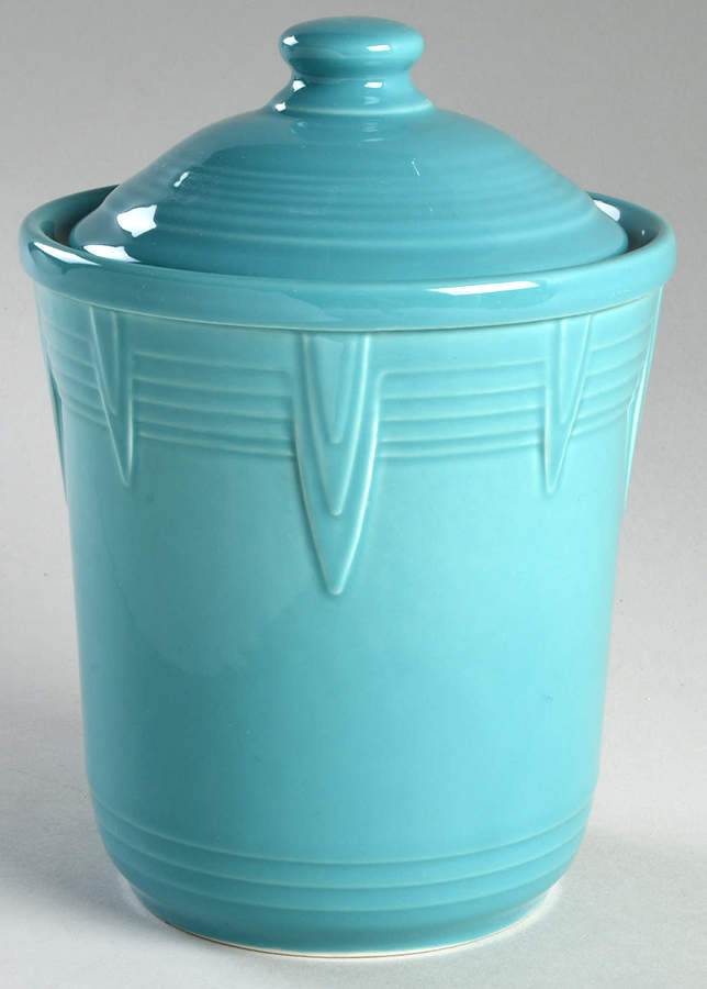Fiesta Turquoise (Intro 1986) Small Canister & Lid by Homer Laughlin -1