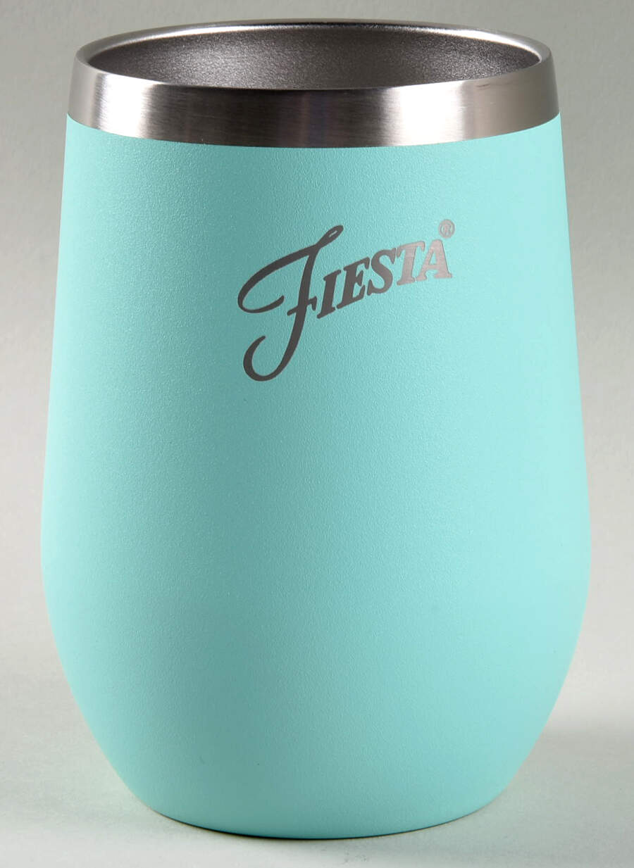 Fiesta Turquoise (Intro 1986) Metal Wine Tumbler No Plastic Lid by Homer Laughlin -1