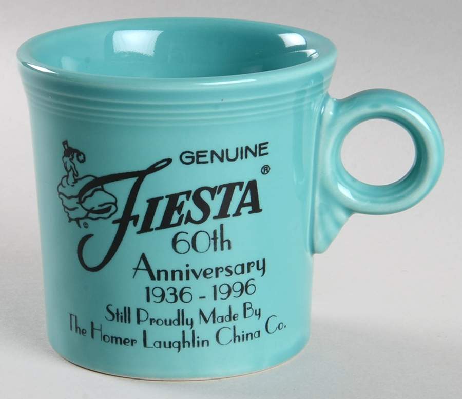 Fiesta Turquoise (Intro 1986) 60th Anniversary Commemorative Mug by Homer Laughlin -1