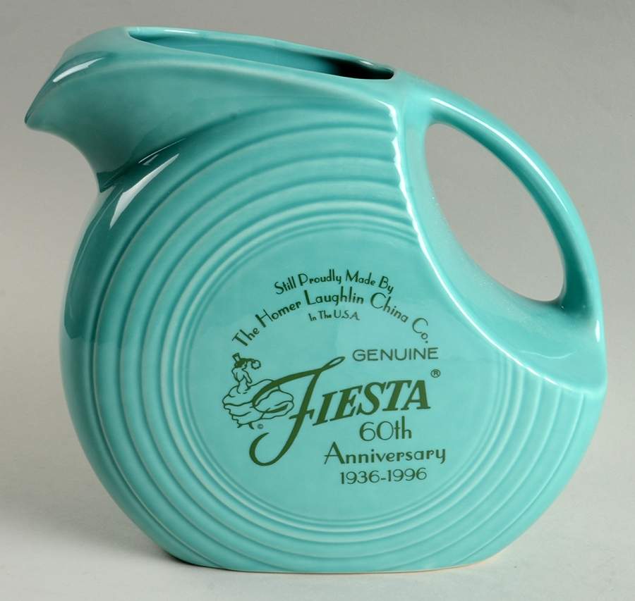 Fiesta Turquoise (Intro 1986) 60 Anniversary Disk Pitcher by Homer Laughlin -1