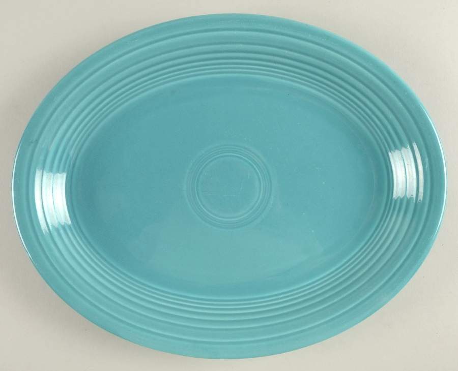 Fiesta Turquoise (Intro 1986) 12" Oval Serving Platter by Homer Laughlin -1