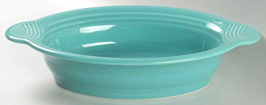 Fiesta Turquoise (Intro 1986) 11" Oval Baker by Homer Laughlin -1