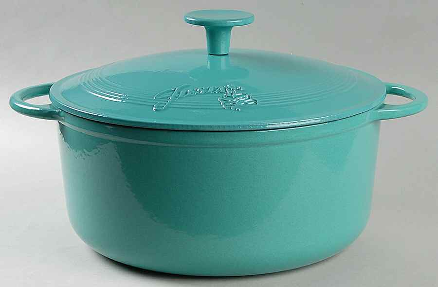 Fiesta Turquoise (Intro 1986) 5.3 Qt Cast Iron Dutch Oven & Lid by Homer Laughlin -1