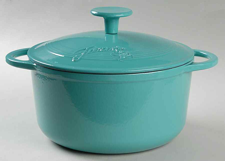 Fiesta Turquoise (Intro 1986) 3.5 Qt Cast Iron Dutch Oven & Lid by Homer Laughlin -1