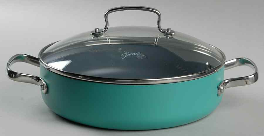 Fiesta Turquoise (Intro 1986) 10" Skillet & Lid by Homer Laughlin -1