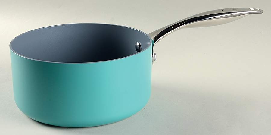 Fiesta Turquoise (Intro 1986) 2 Quart Metal Covered Saucepan, No Lid by Homer Laughlin -1