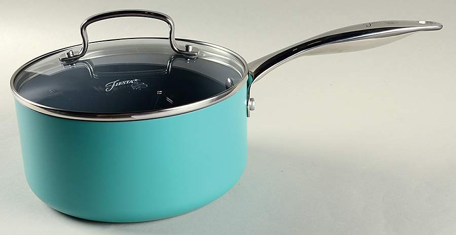 Fiesta Turquoise (Intro 1986) 2 Quart Metal Covered Saucepan by Homer Laughlin -1