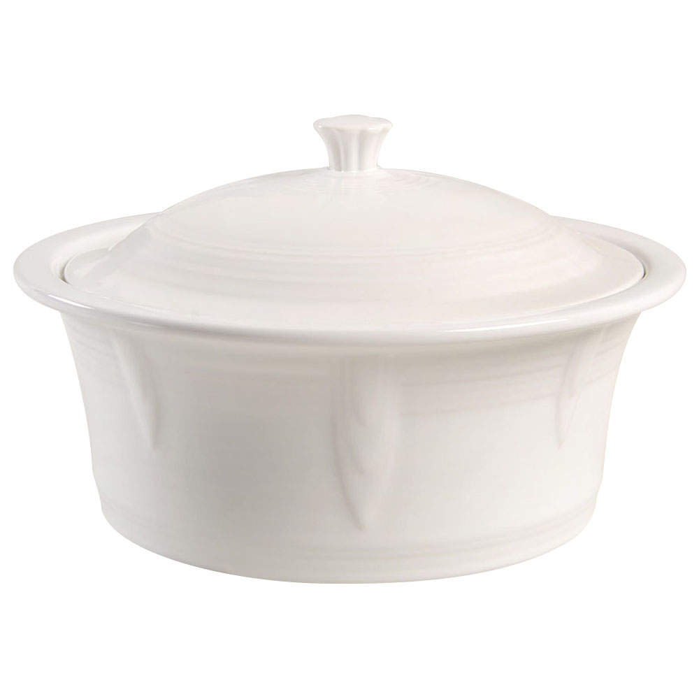 Fiesta White (Intro 1986) 2.5 Qt Round Covered Casserole by Homer Laughlin -1