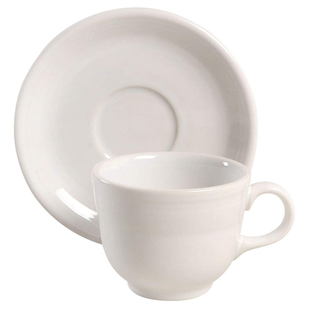 Fiesta White (Intro 1986) Flat Cup & Saucer Set by Homer Laughlin -1