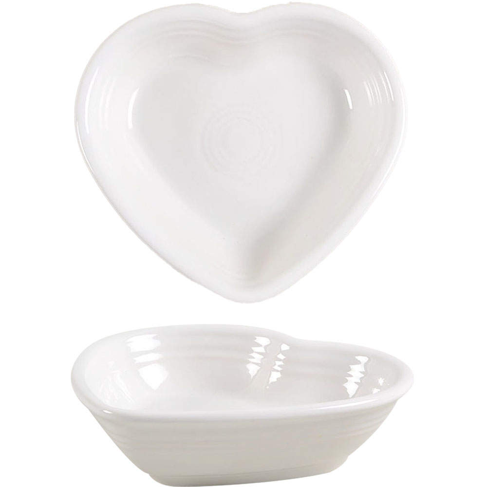 Fiesta White (Intro 1986) 6" Heart Shaped Bowl by Homer Laughlin -1