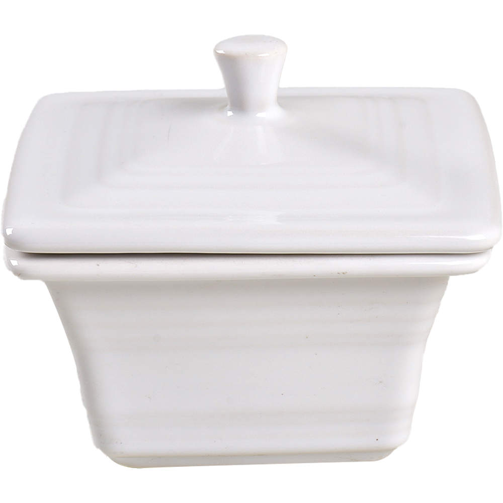 Fiesta White (Intro 1986) Square Box & Lid by Homer Laughlin -1
