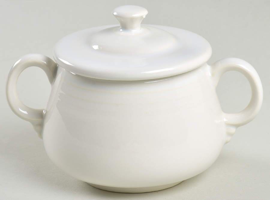 Fiesta White (Intro 1986) Individual Sugar Bowl & Lid by Homer Laughlin -1