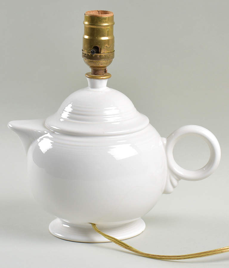 Fiesta White (Intro 1986) Teapot Lamp No Shade by Homer Laughlin -1