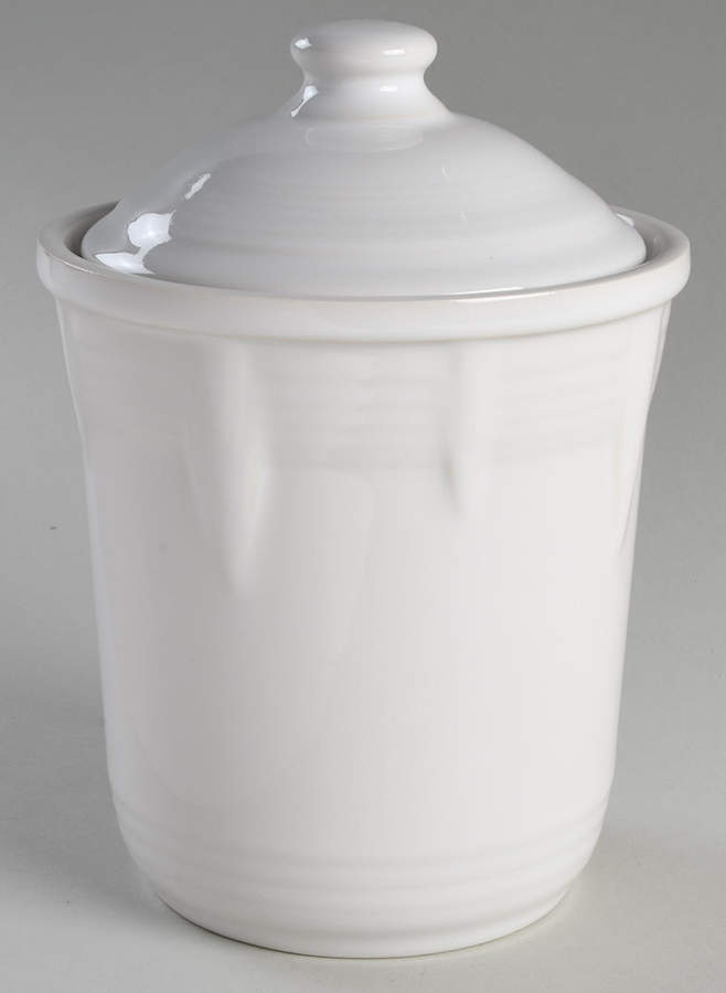 Fiesta White (Intro 1986) Small Canister & Lid by Homer Laughlin -1