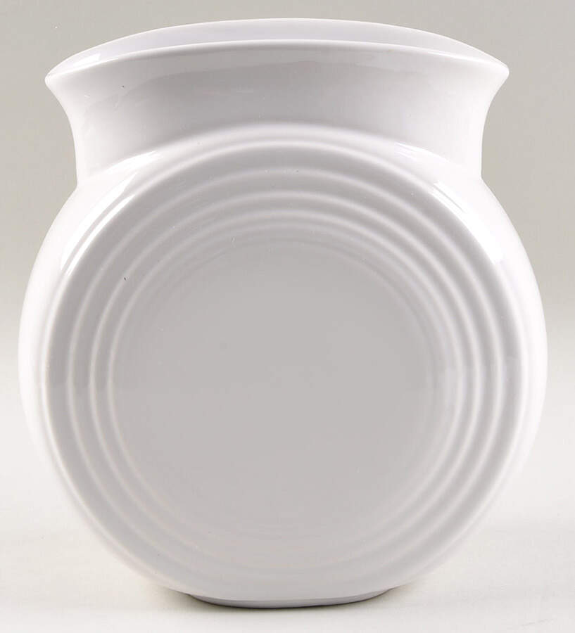 Fiesta White (Intro 1986) 8" Disk Vase by Homer Laughlin -1