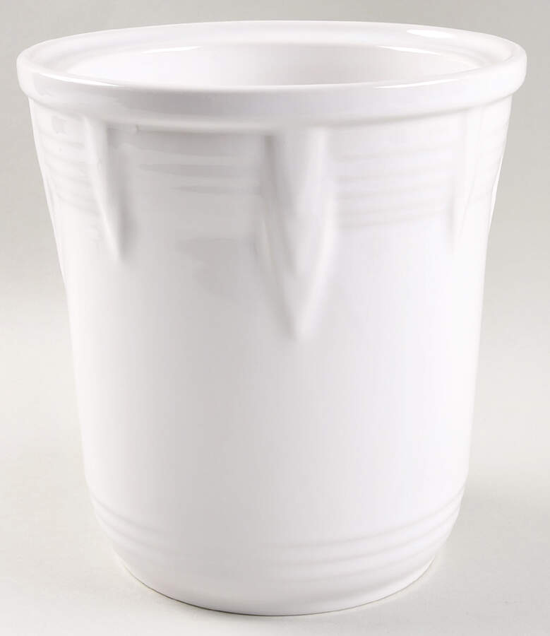 Fiesta White (Intro 1986) Large Canister No Lid by Homer Laughlin -1