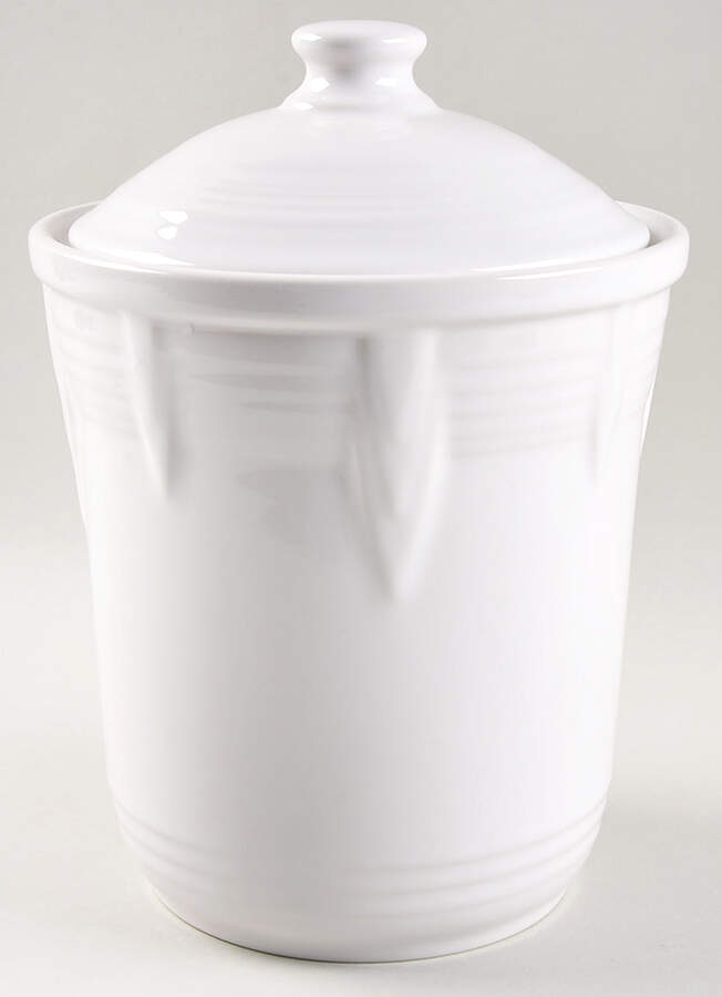 Fiesta White (Intro 1986) Large Canister & Lid by Homer Laughlin -1