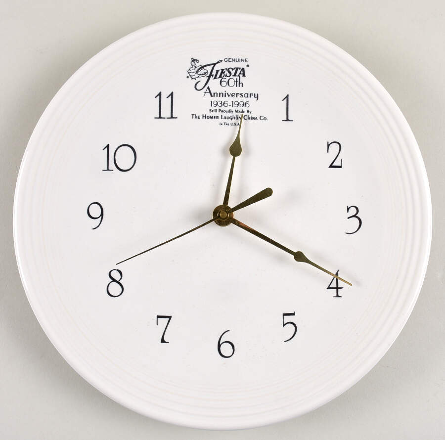 Fiesta White (Intro 1986) 60th Anniversary Clock Plate by Homer Laughlin -1