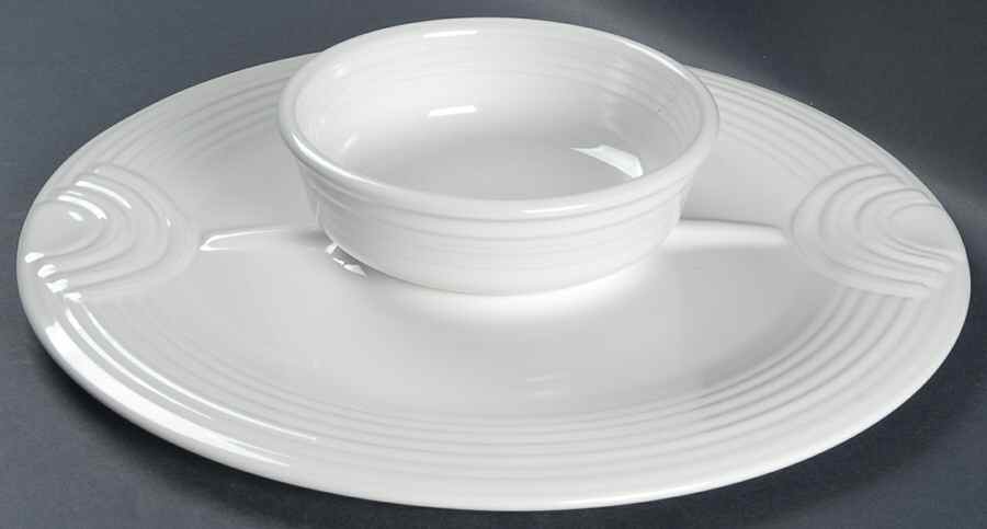 Fiesta White (Intro 1986) 2 Pc Chip/Dip Set (Uses the Cerc & Traho) by Homer Laughlin -1