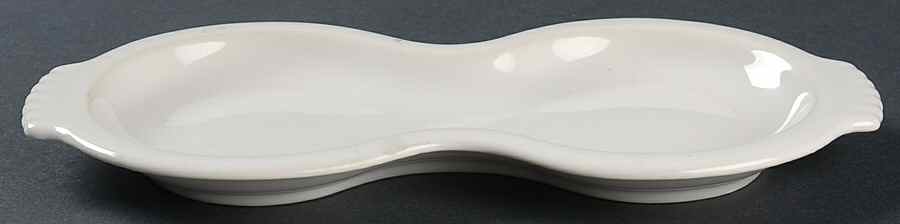 Fiesta White (Intro 1986) Tray for Creamer & Sugar with Lid by Homer Laughlin -1