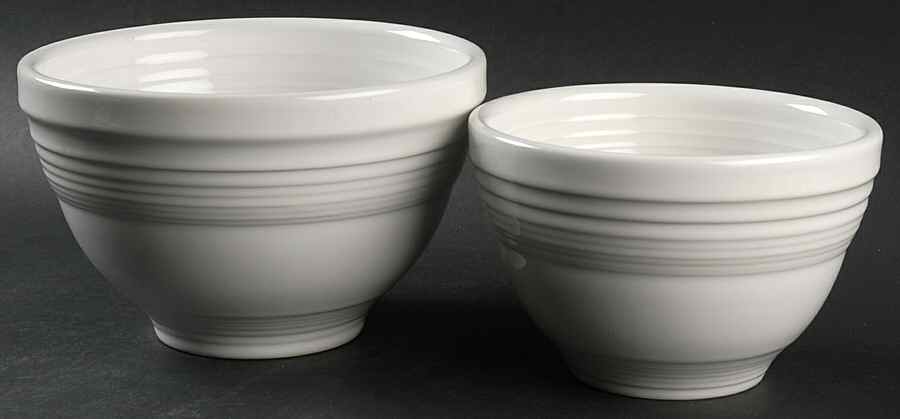 Fiesta White (Intro 1986) 2 Piece Prep Bowl Set (PREB6, PREB7) by Homer Laughlin -1