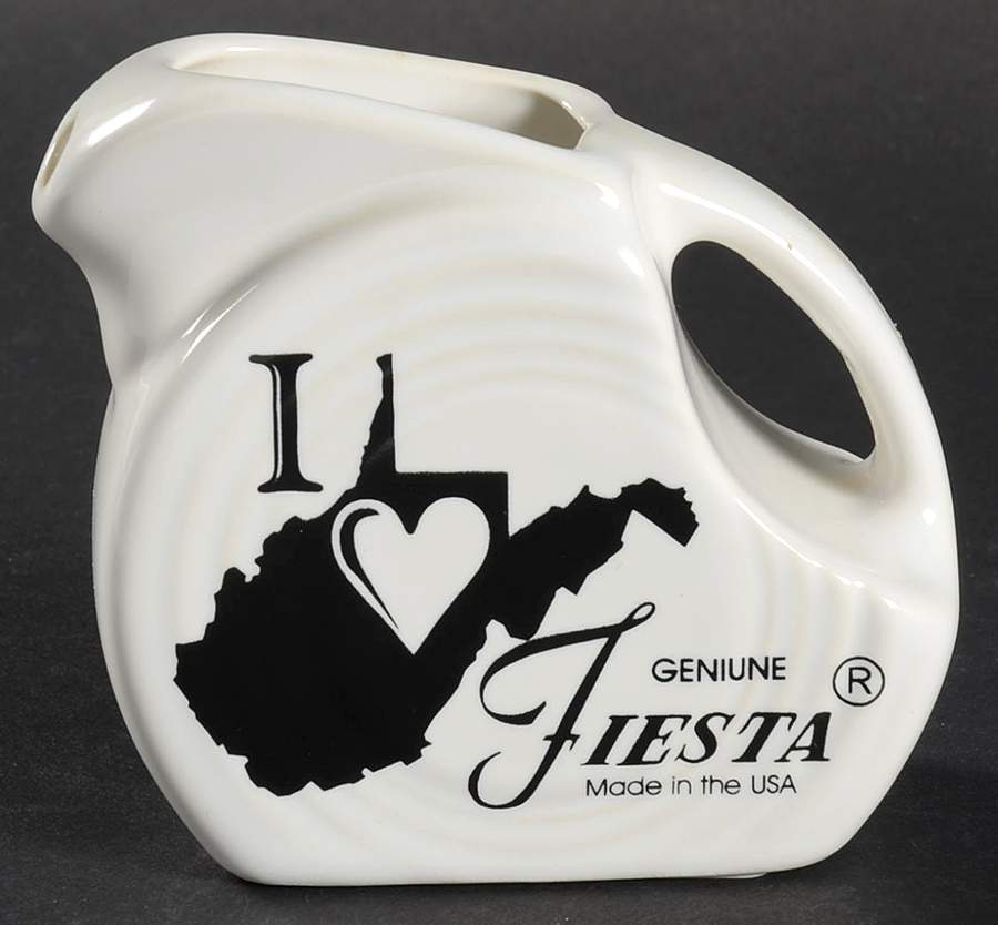 Fiesta White (Intro 1986) 4 Oz Pitcher w/I Love Fiesta by Homer Laughlin -1