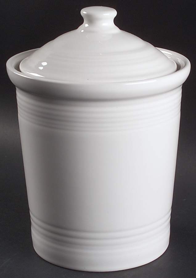 Fiesta White (Intro 1986) Medium Canister & Lid by Homer Laughlin -1