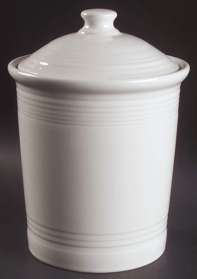 Fiesta White (Intro 1986) Large Canister & Lid by Homer Laughlin -1