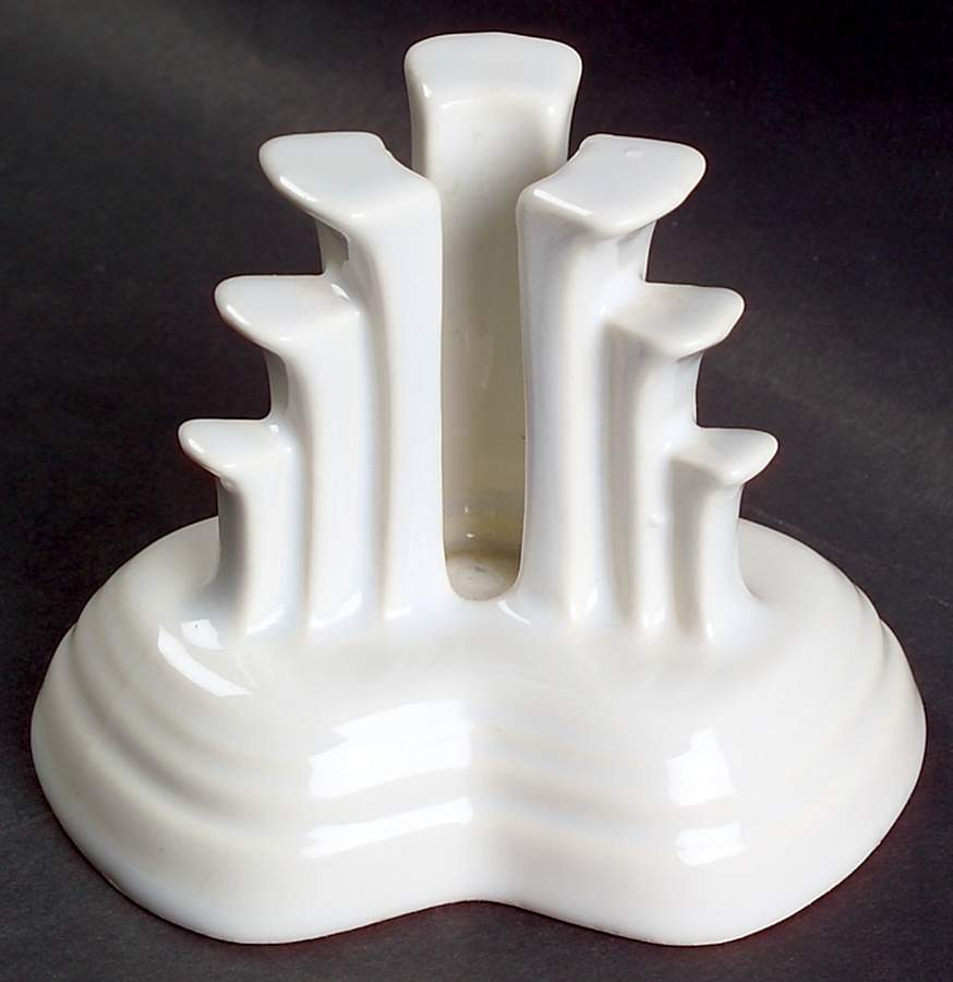 Fiesta White (Intro 1986) Tripod Candleholder by Homer Laughlin -1