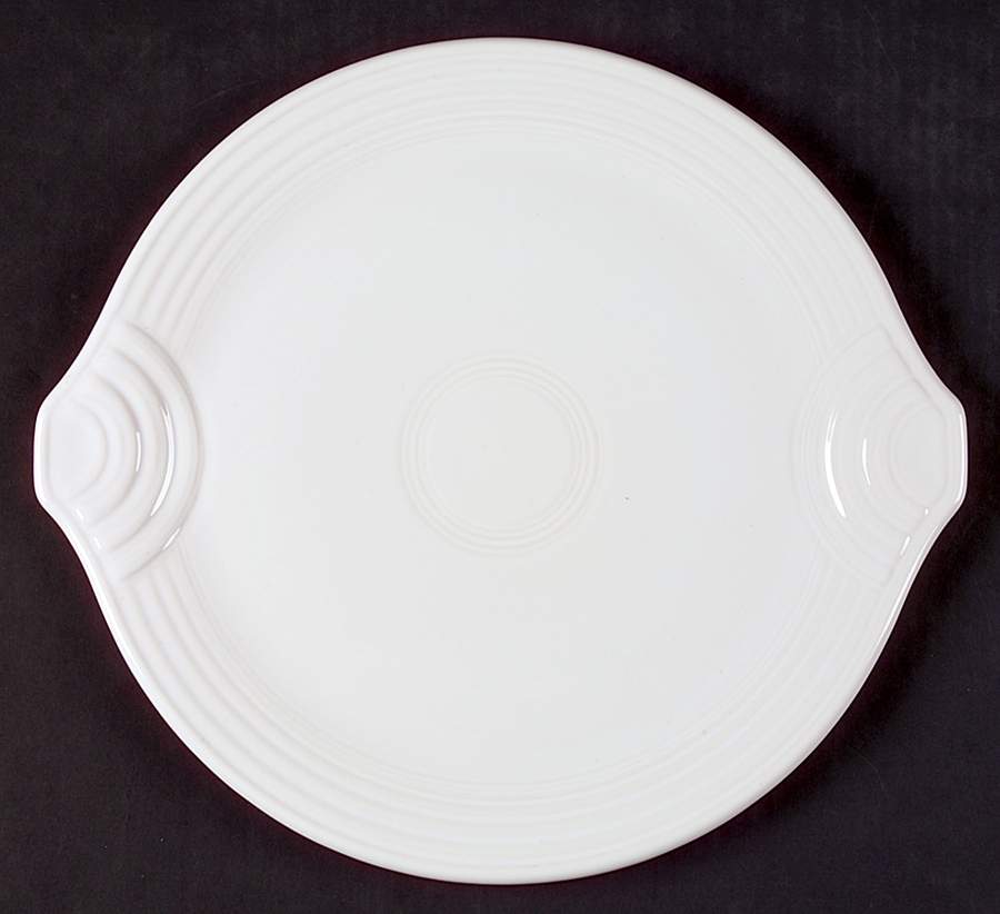 Fiesta White (Intro 1986) Handled Cake Plate by Homer Laughlin -1