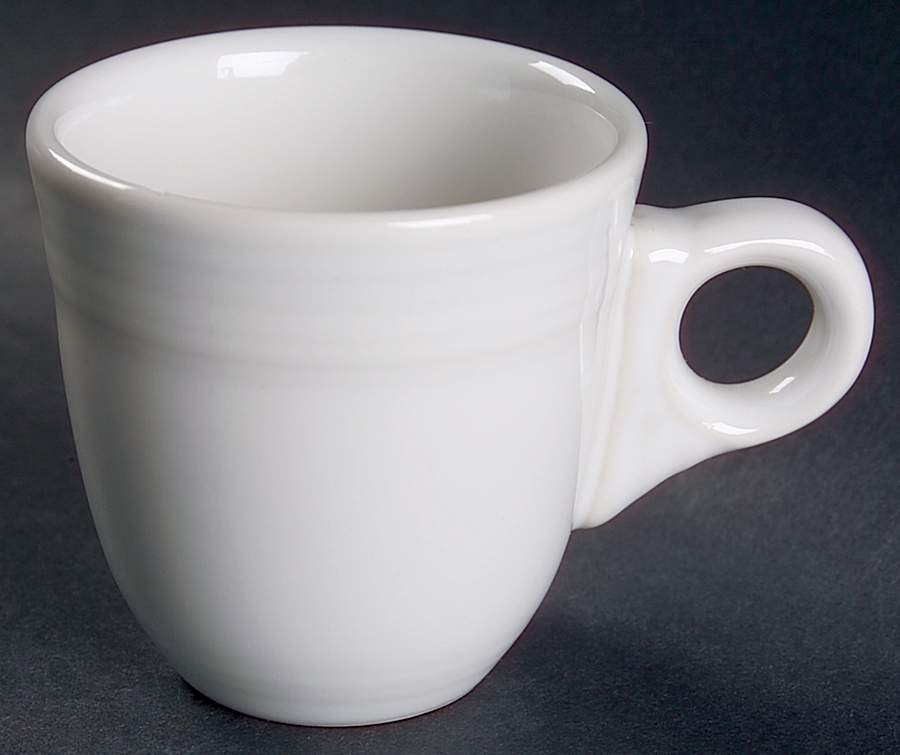 Fiesta White (Intro 1986) Flat Demitasse Cup by Homer Laughlin -1