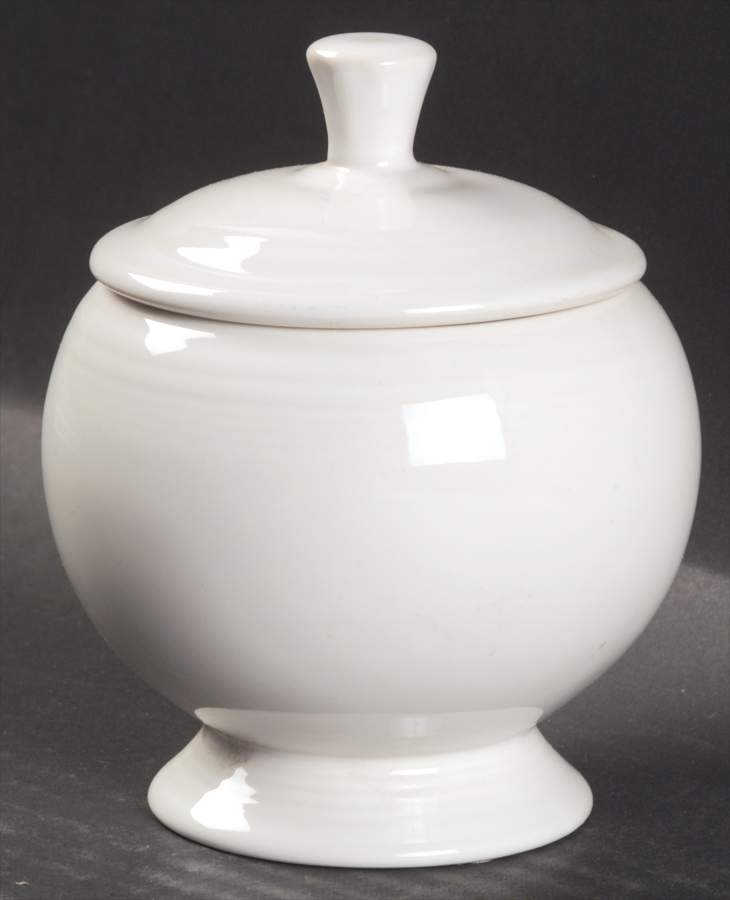 Fiesta White (Intro 1986) Individual Sugar Bowl & Lid by Homer Laughlin -1